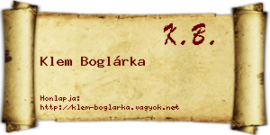 Klem Boglárka névjegykártya