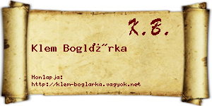 Klem Boglárka névjegykártya